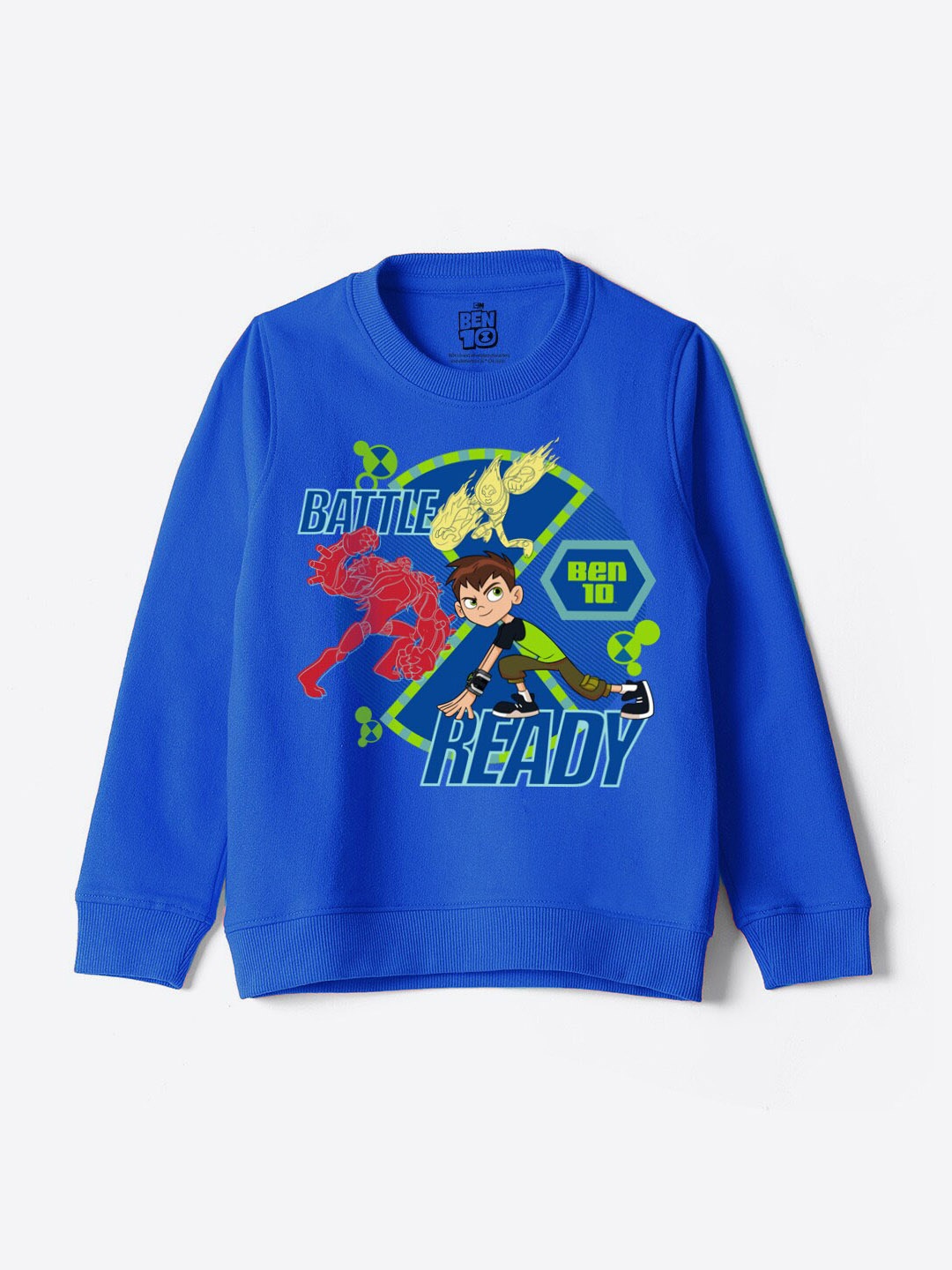 

YK Warner Bros Boys Ben 10 Printed Long Sleeves Pullover Sweatshirt, Blue