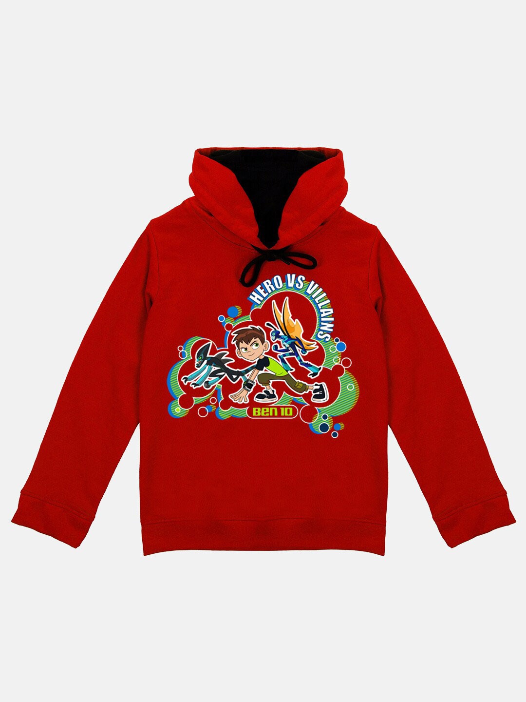 

YK Warner Bros Boys Ben 10 Printed Hooded Sweatshirt, Red