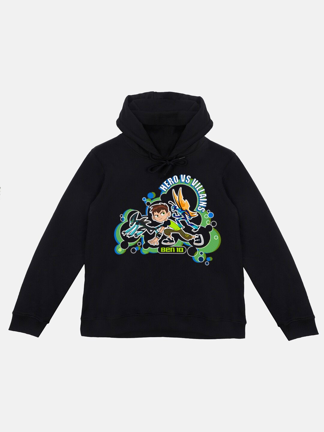 

YK Warner Bros Boys Ben 10 Printed Hood Pullover Sweatshirt, Black