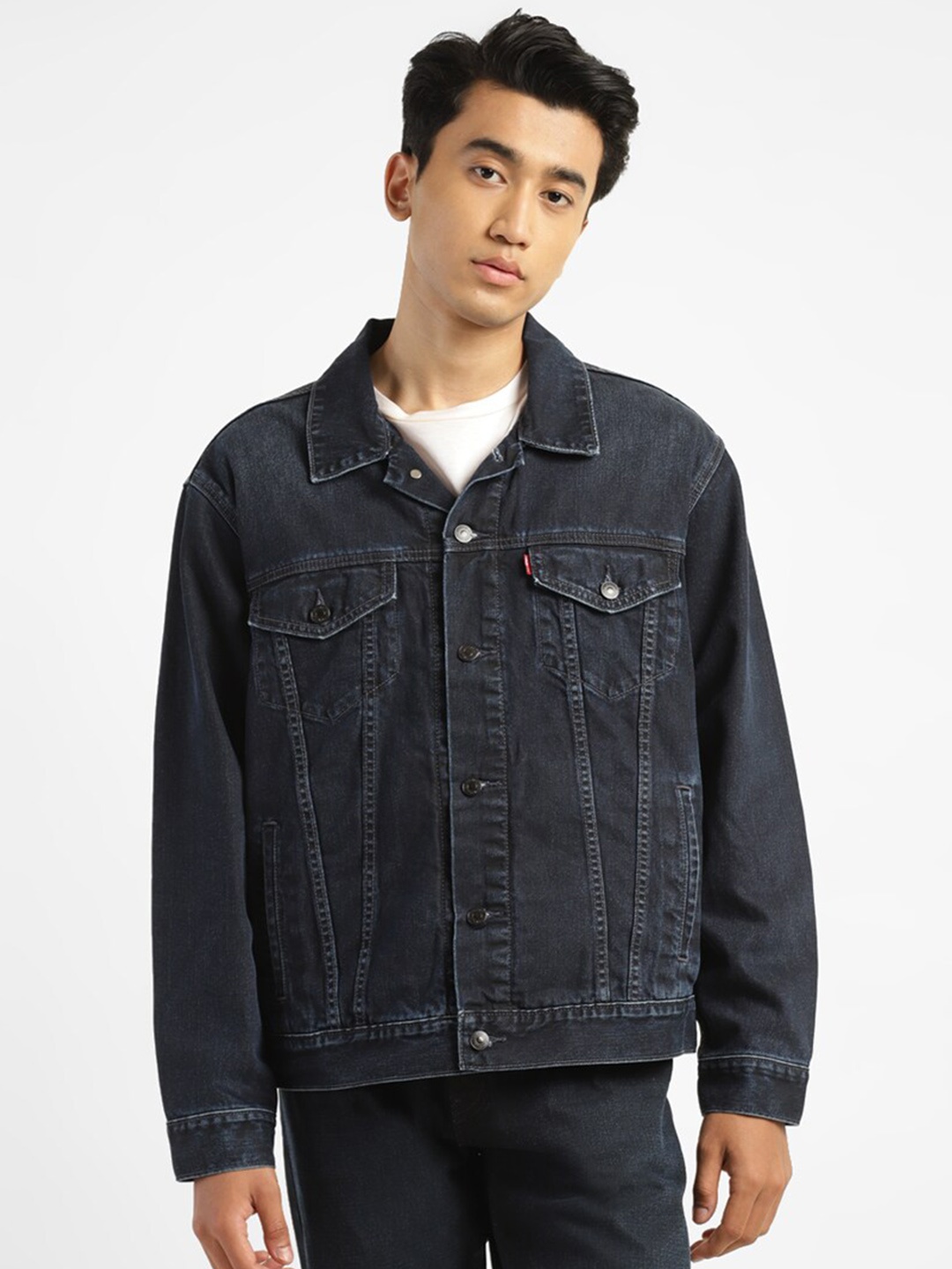 

Levis Washed Long Sleeves Cotton Denim Jacket, Navy blue