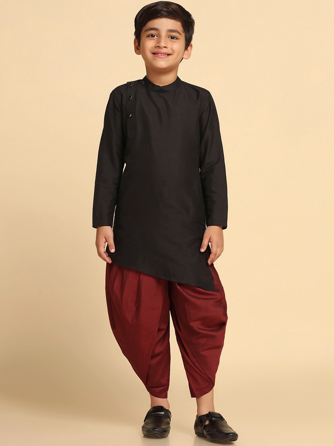 

KISAH Boys Regular Kurta with Dhoti Pants, Black