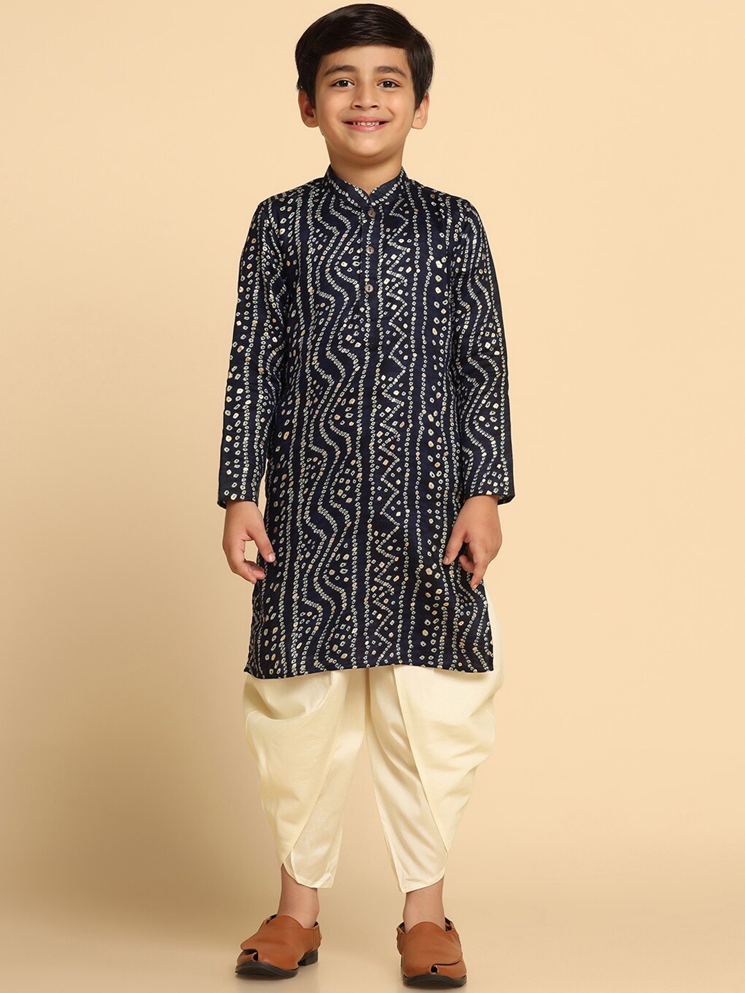 

KISAH Boys Regular Kurta with Dhoti Pants, Navy blue