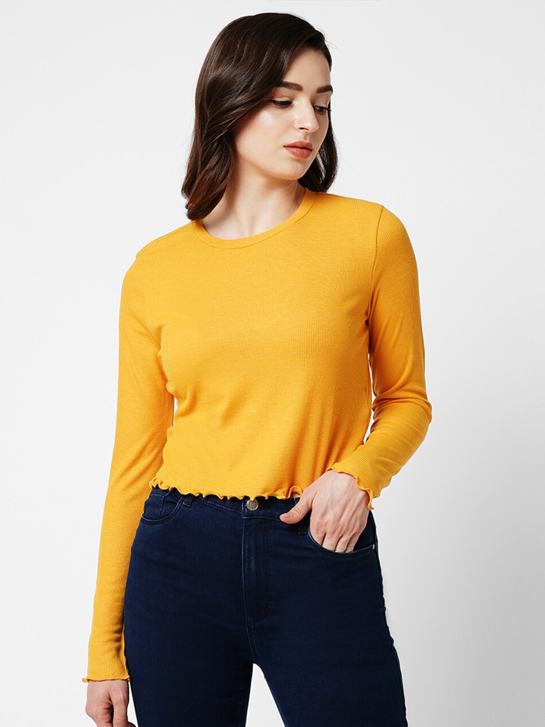 

ONLY Round Neck Long Sleeves T-shirt, Yellow