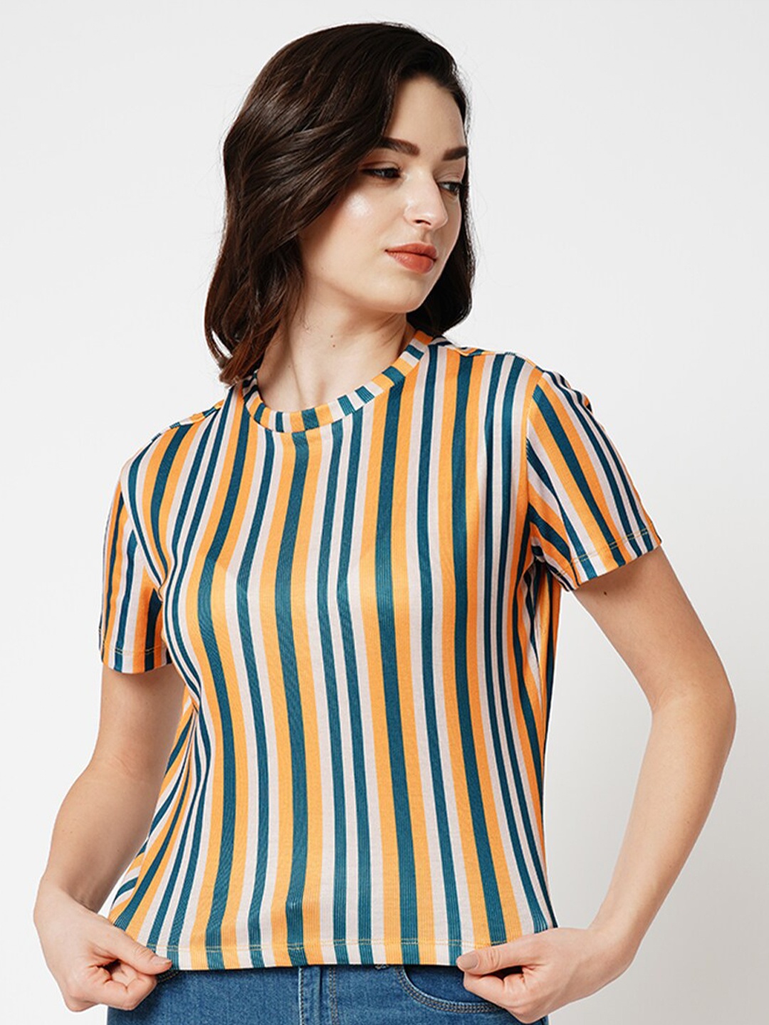 

ONLY Striped Short Sleeves T-shirt, Yellow