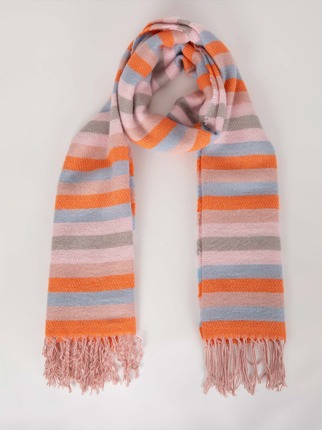 

DeFacto Women Striped Acrylic Scarf, Orange