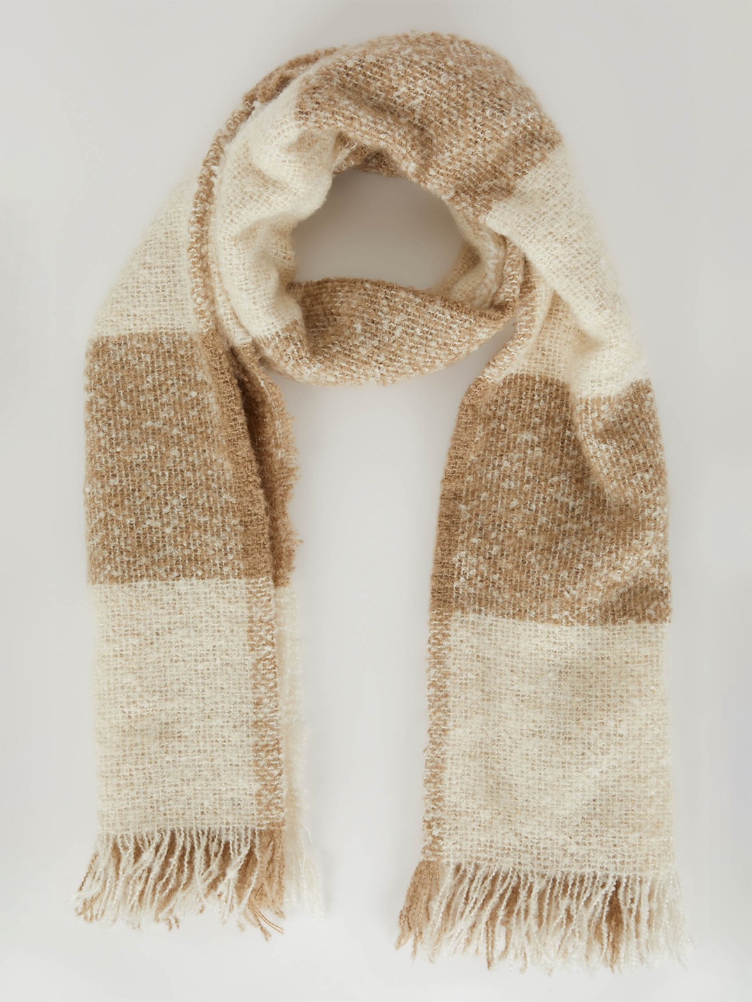 

DeFacto Women Colourblocked Scarf, Cream