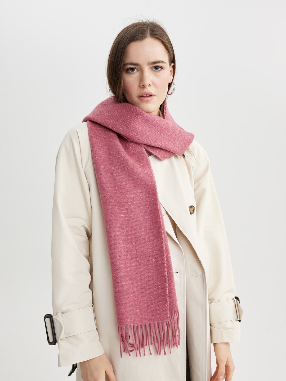 

DeFacto Women Tasselled Border Scarf, Pink