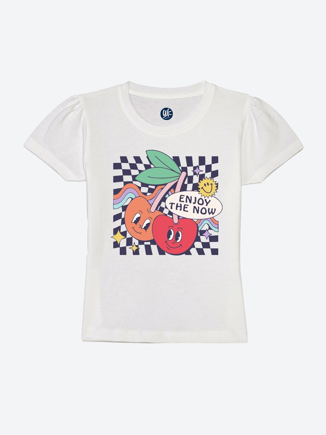 

YK Girls Graphic Printed Pure Cotton T-shirt, White