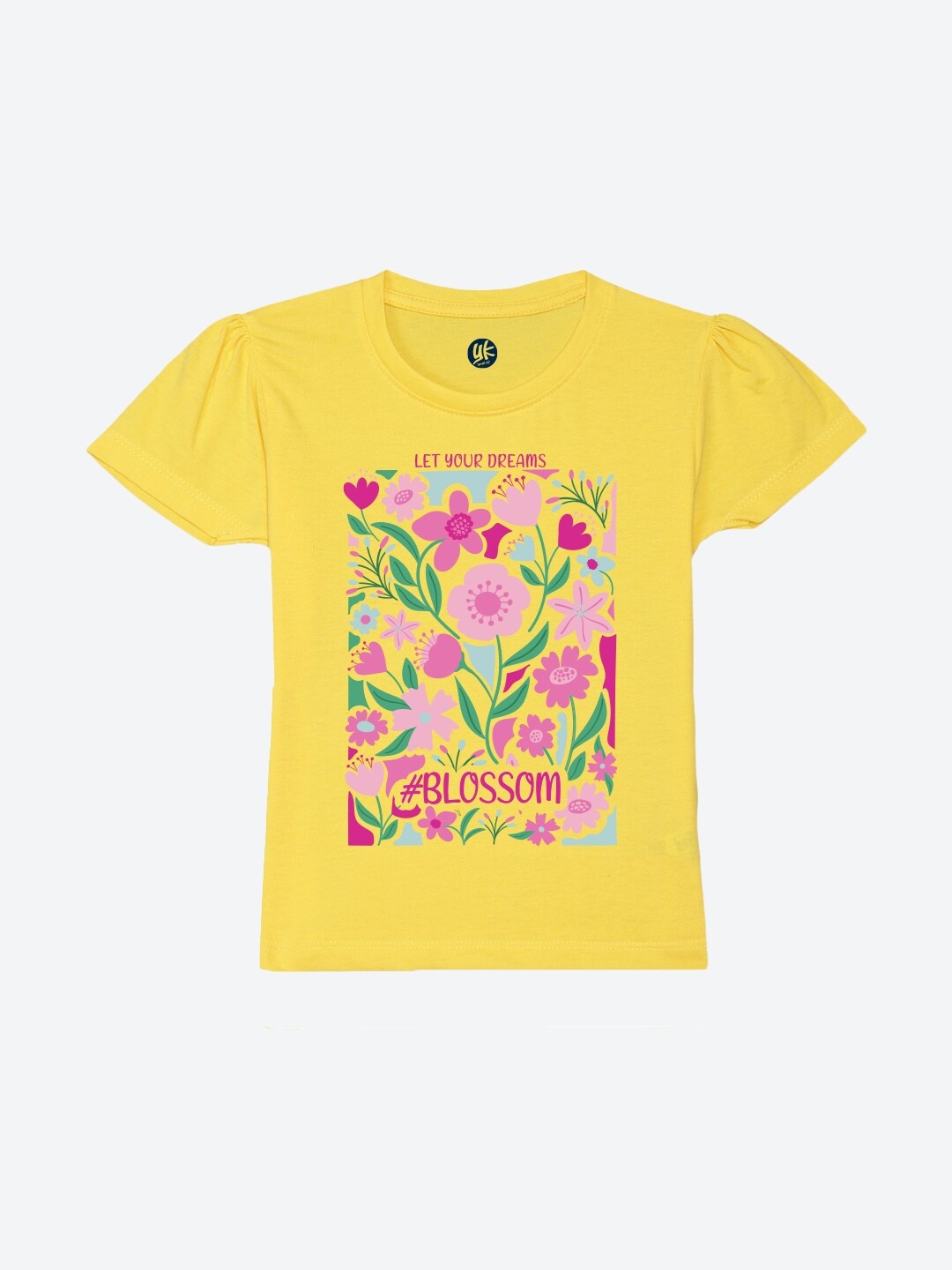 

YK Girls Graphic Printed Pure Cotton T-shirt, Yellow