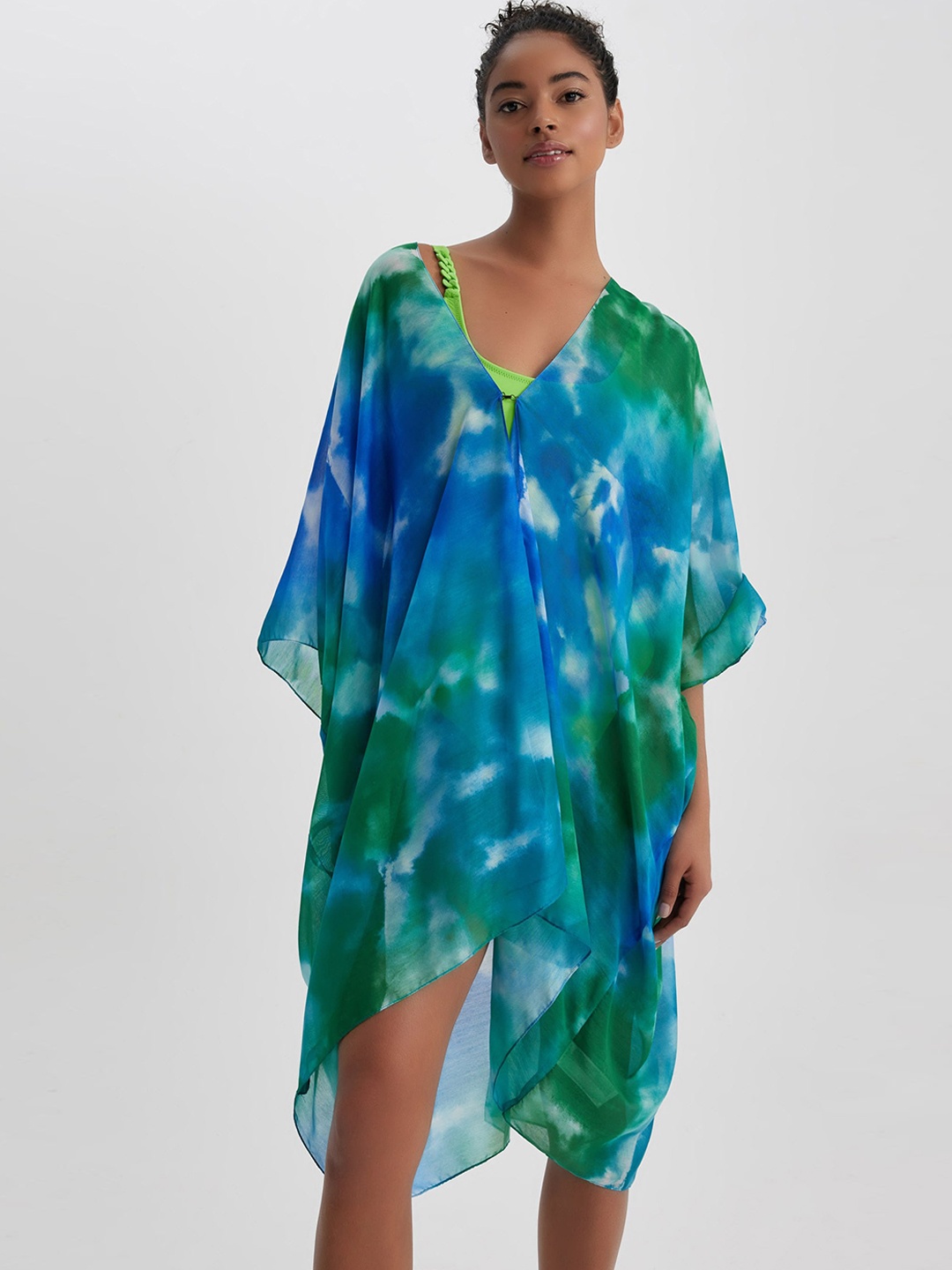 

DeFacto Tie and Dyed Swimwear Cover-Up Dress, Green