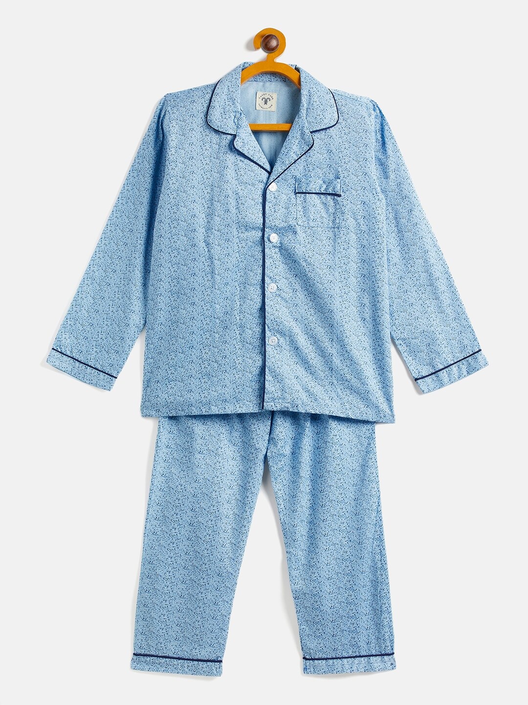 

JWAAQ Girls Floral Printed Pure Cotton Night Suit, Blue