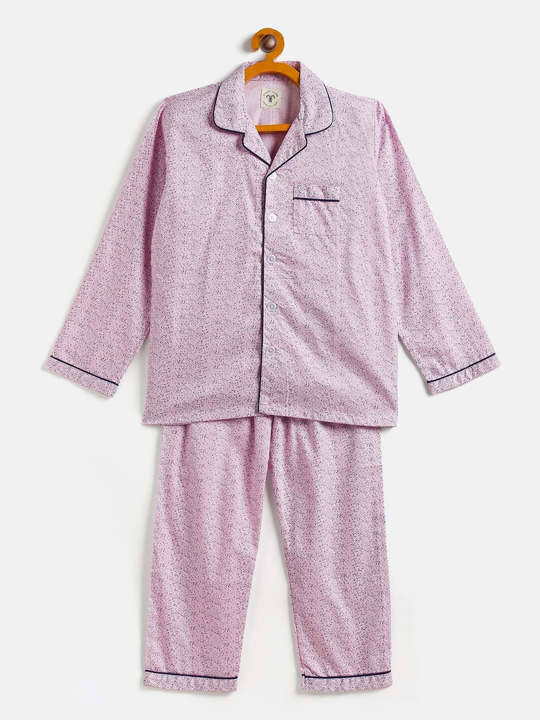 

JWAAQ Girls Abstract Printed Pure Cotton Night Suit, Pink