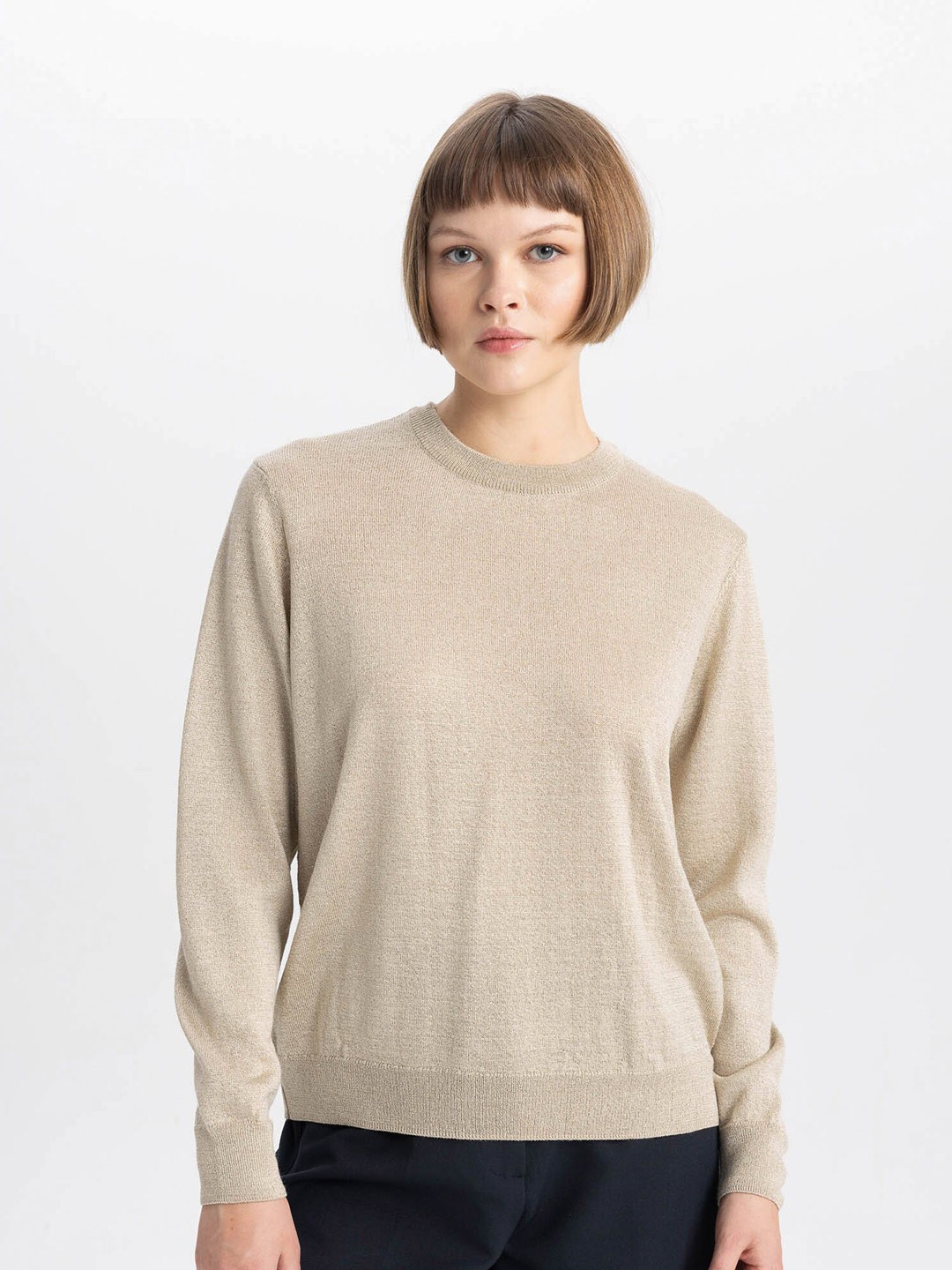 

DeFacto Round Neck Pullover, Beige