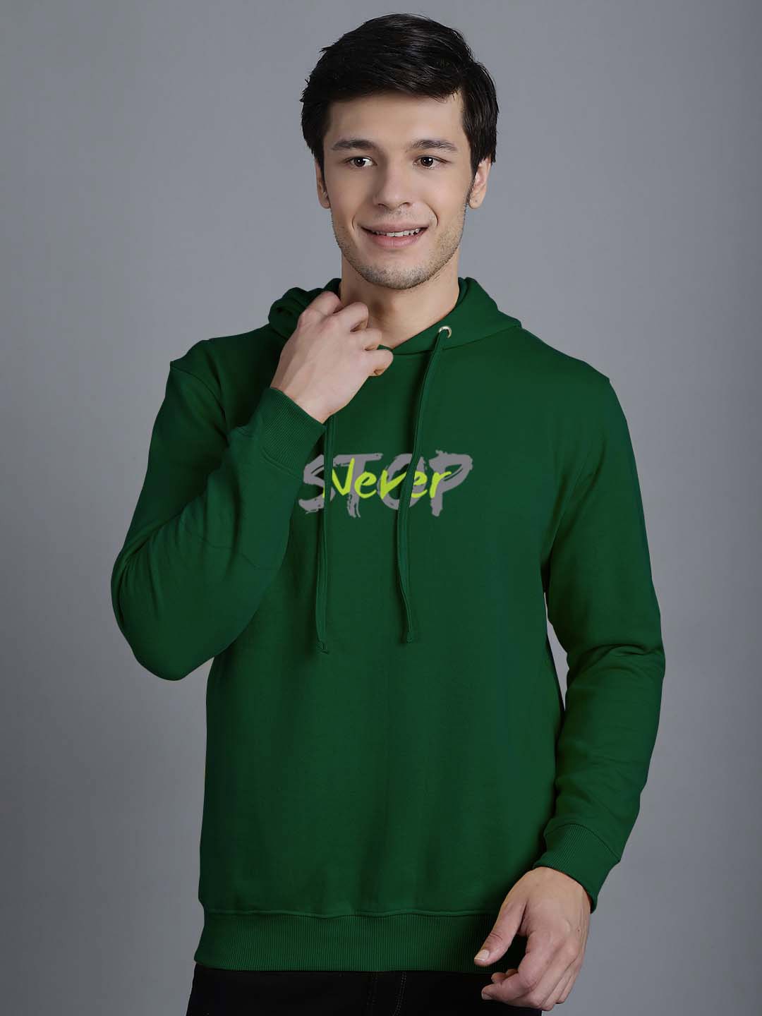 

Friskers Typography Printed Hooded Pullover Sweatshirt, Green