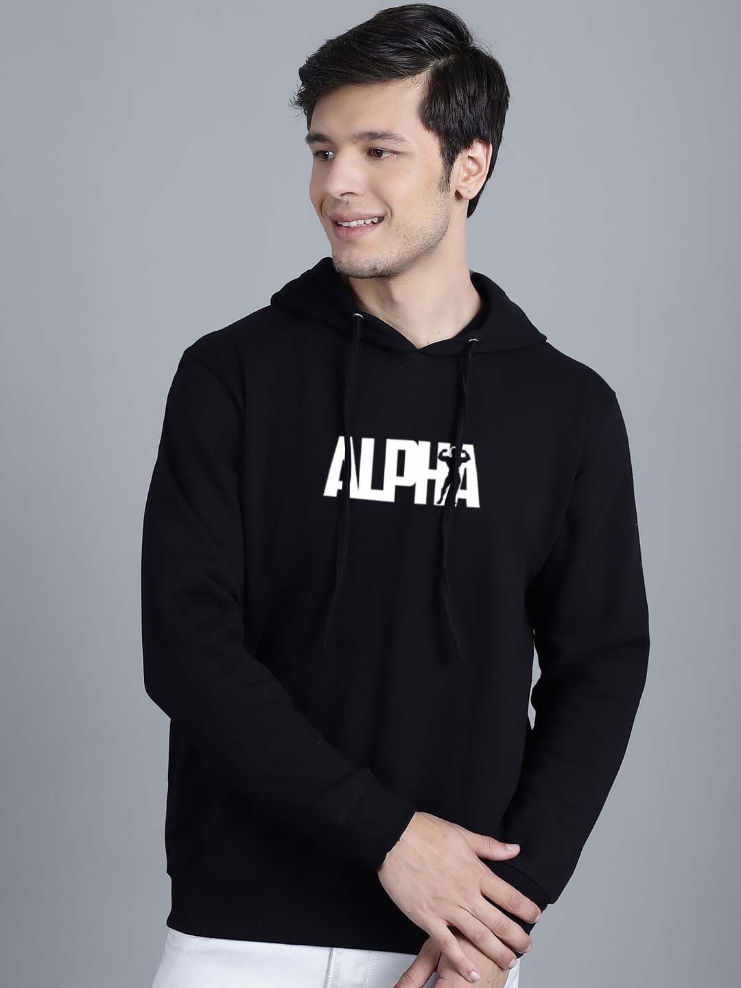 

Friskers Typography Printed Hooded Fleece Sweatshirt, Black