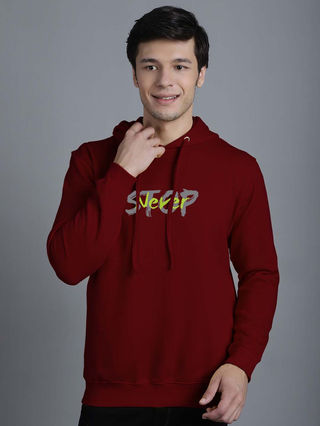 

Friskers Typography Printed Hooded Fleece Sweatshirt, Maroon