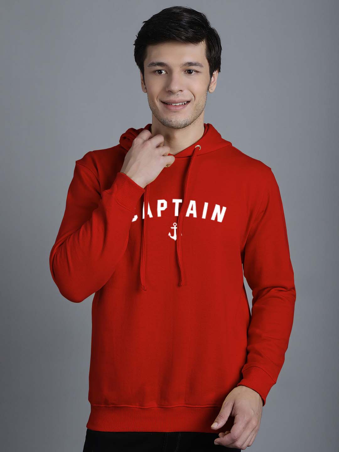

Friskers Typography Printed Hooded Neck Long Sleeve Pullover Sweatshirt, Rust