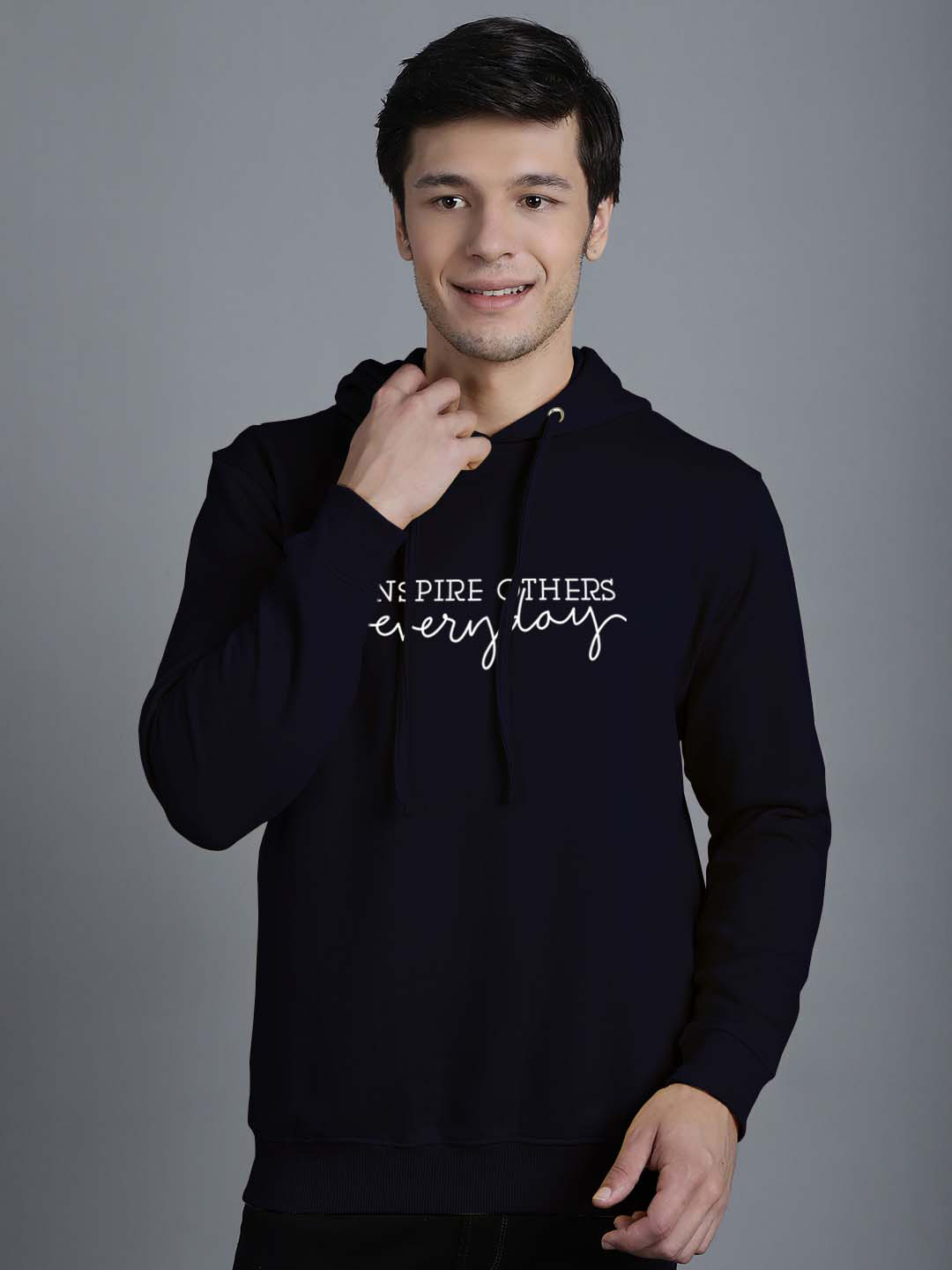 

Friskers Typography Printed Hooded Pullover Sweatshirt, Navy blue