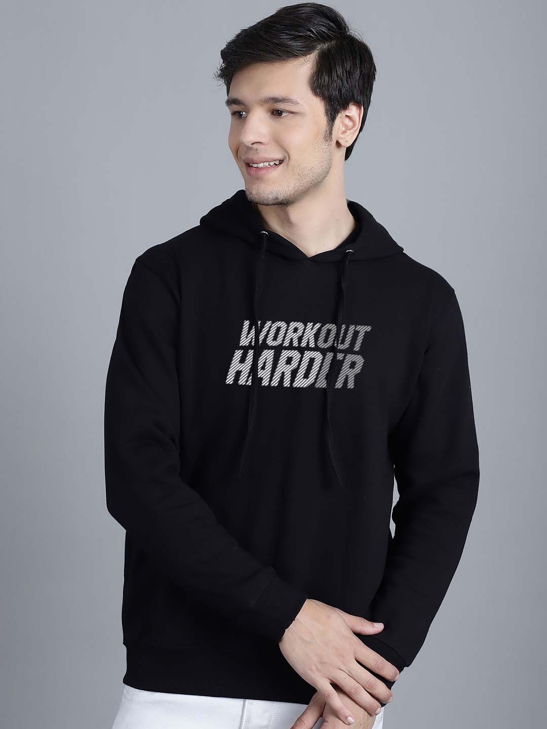 

Friskers Typography Printed Hooded Pullover Sweatshirt, Black