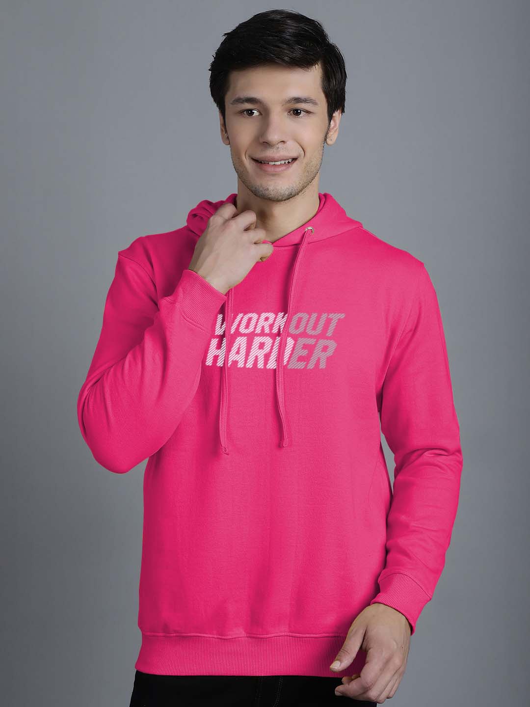 

Friskers Typography Printed Hooded Neck Long Sleeve Pullover Sweatshirt, Pink