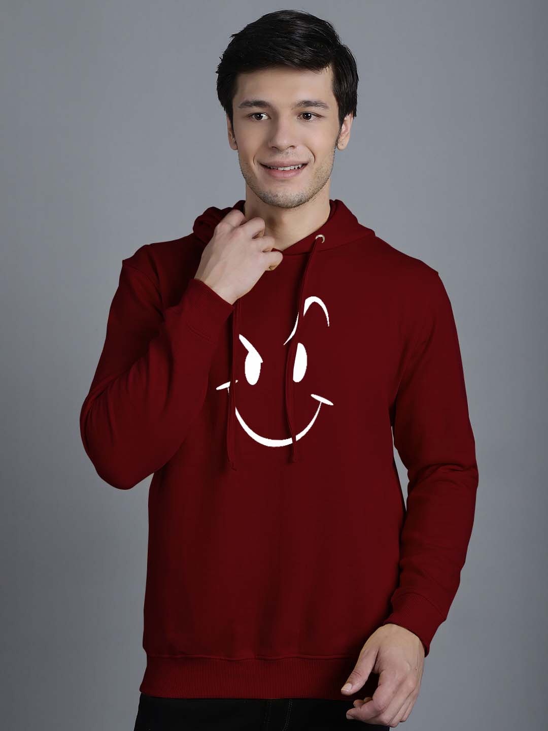 

Friskers Graphic Printed Fleece Hooded Pullover Sweatshirt, Maroon