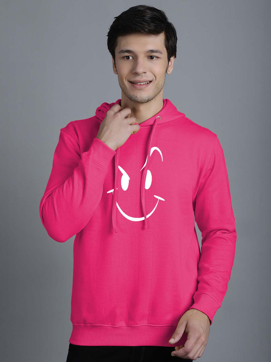 

Friskers Graphic Printed Fleece Hooded Pullover Sweatshirt, Pink