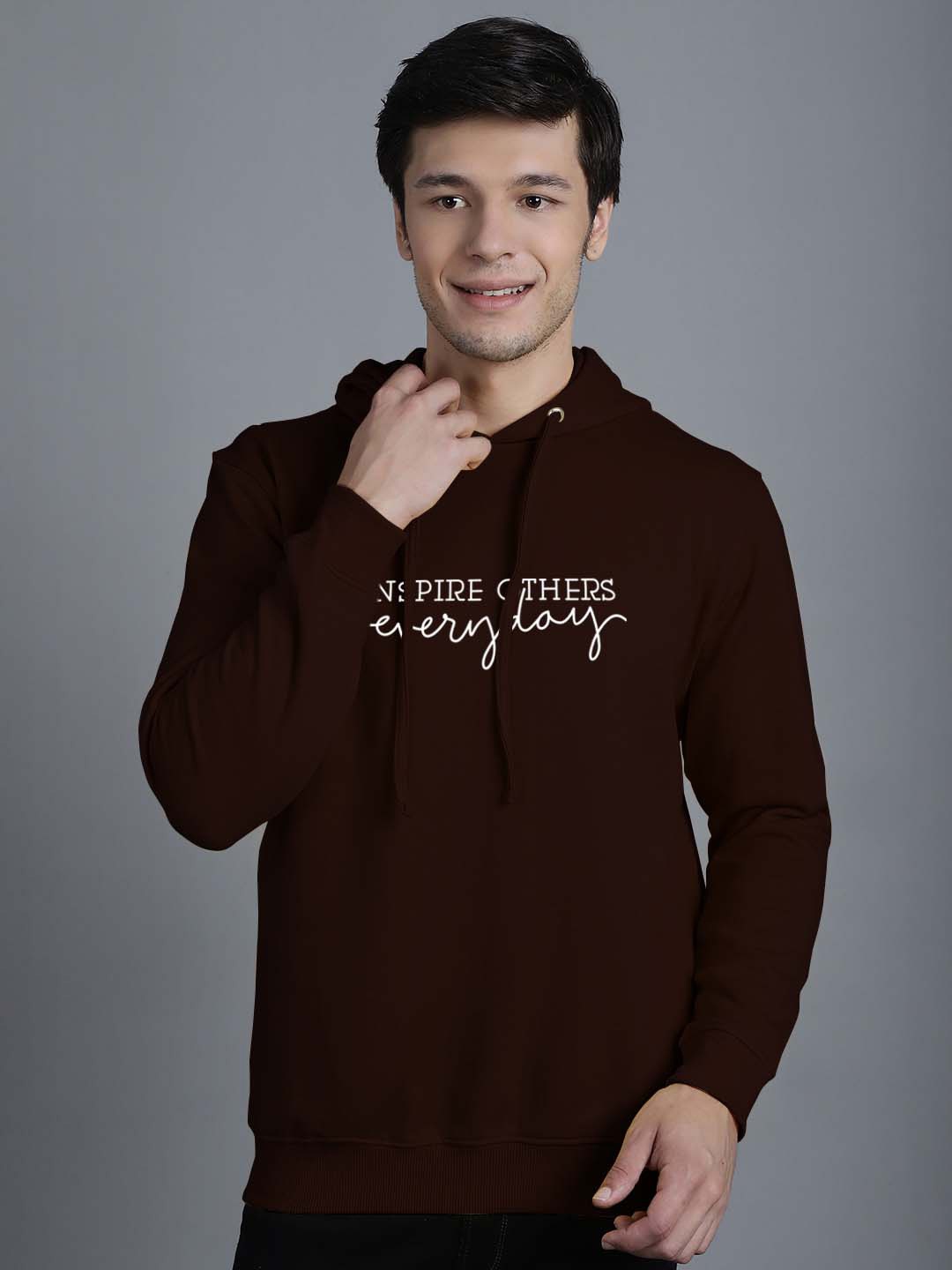 

Friskers Typography Printed Hooded Pullover Sweatshirt, Brown