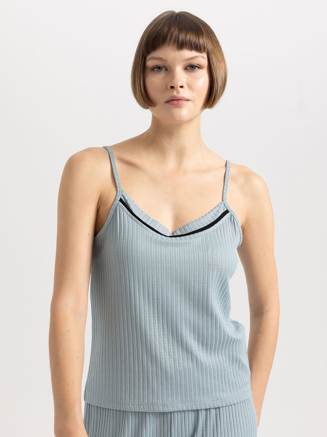 

DeFacto Ribbed Camisole Lounge Top, Blue