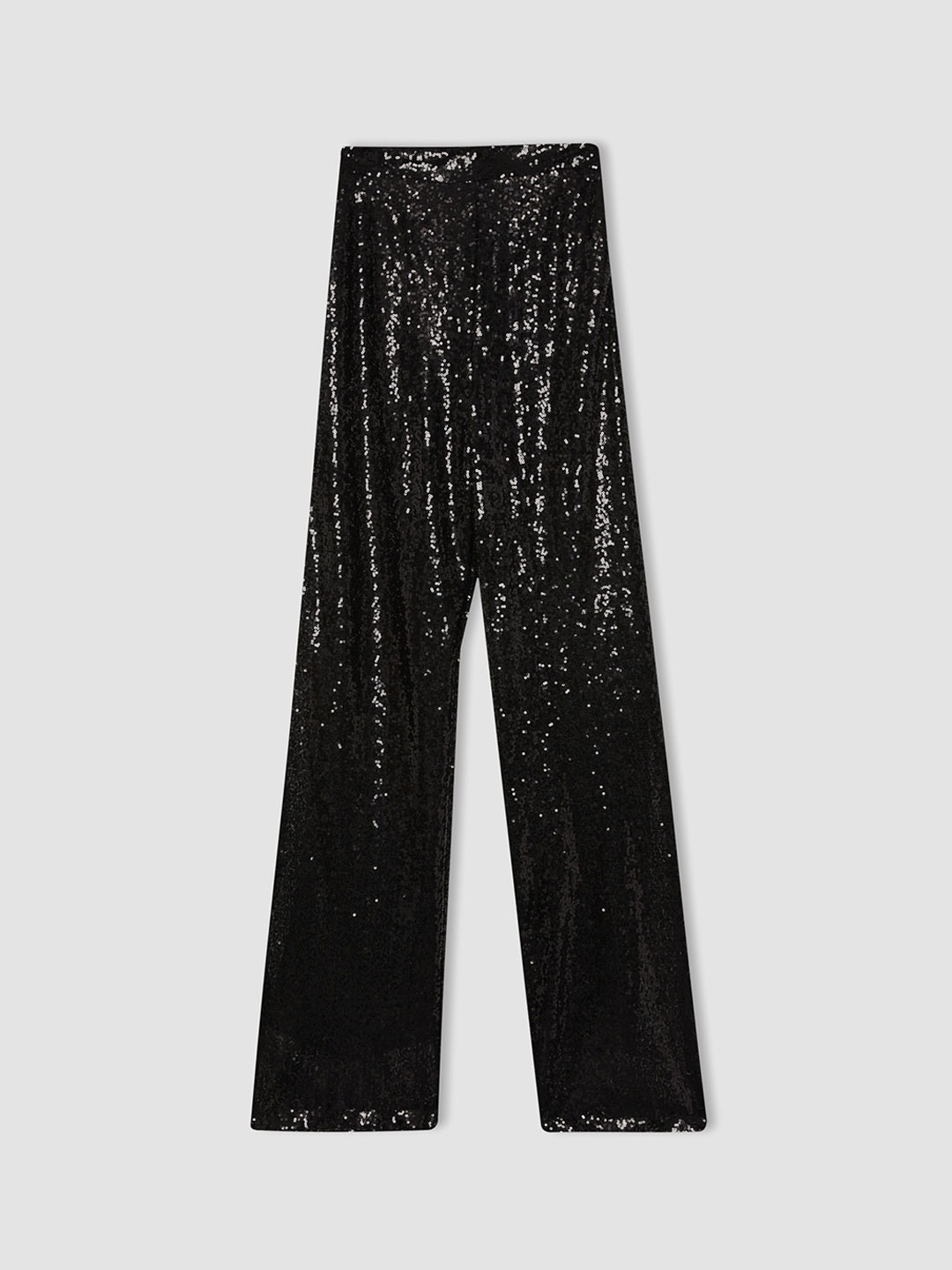 

DeFacto Women Embellished Plain Parallel Trousers, Black