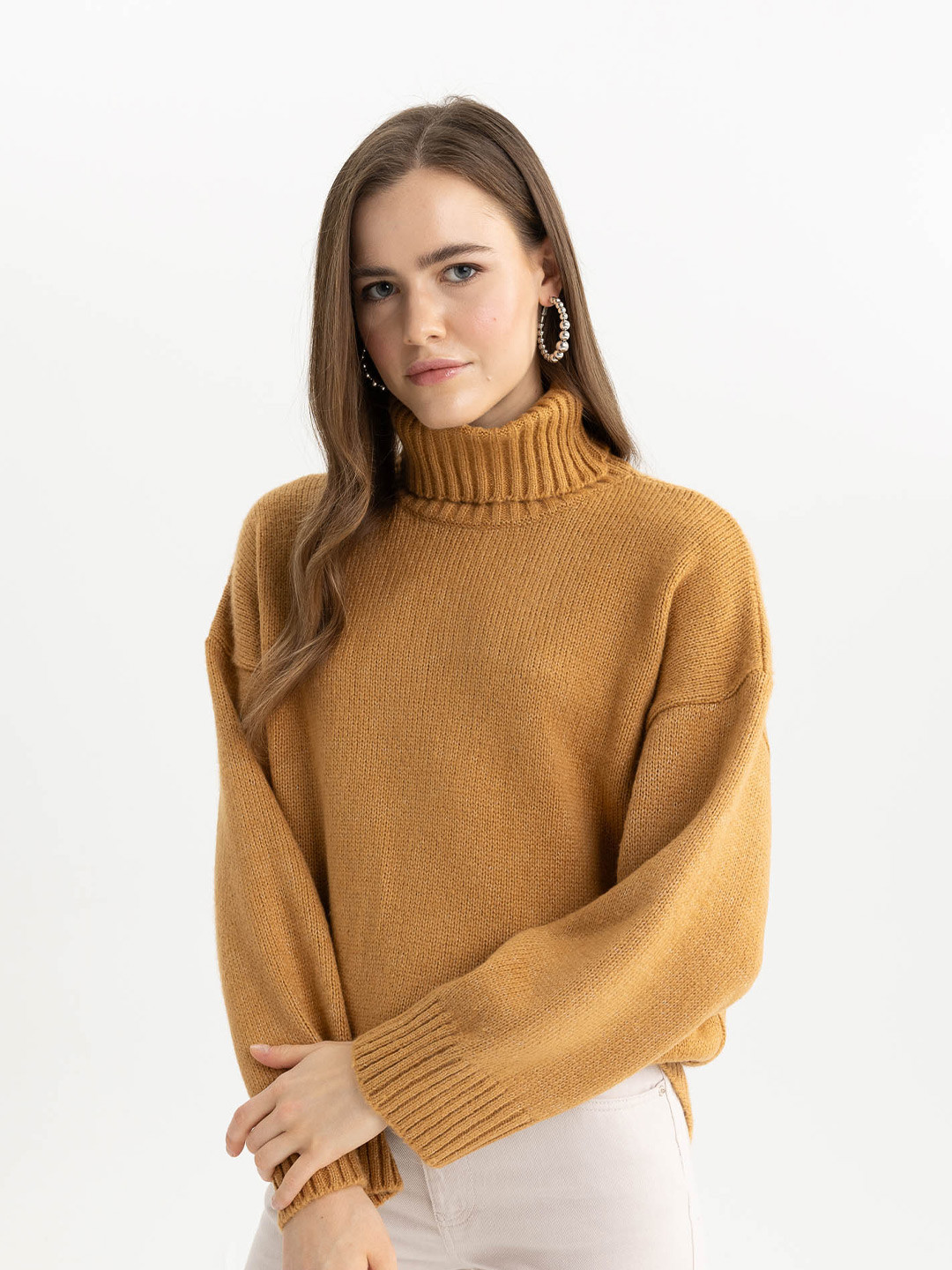 

DeFacto Turtle Neck Pullover Sweater, Brown