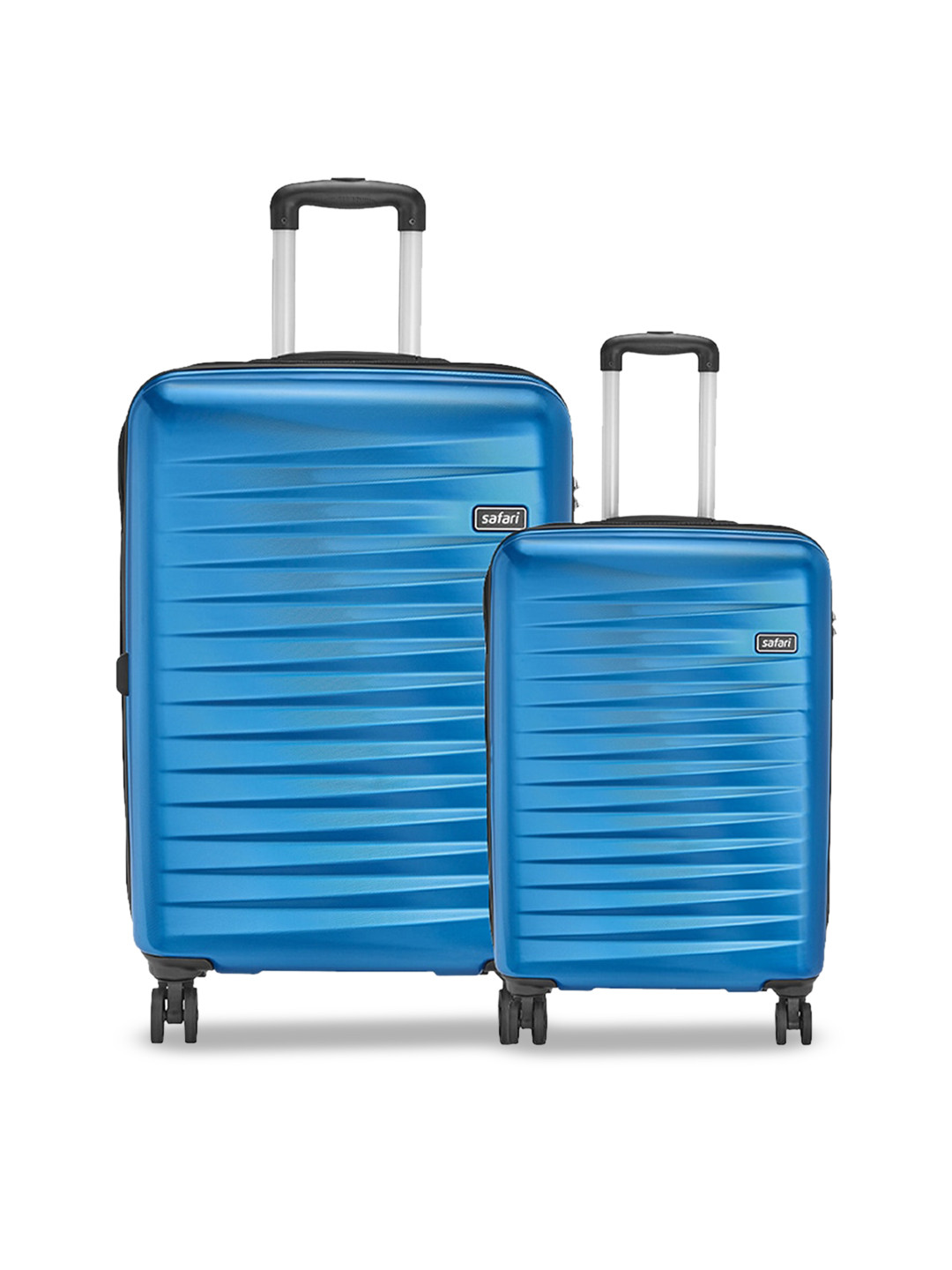 

Safari Fiesta Set Of 2 Textured Hard-Sided Trolley Suitcases, Blue