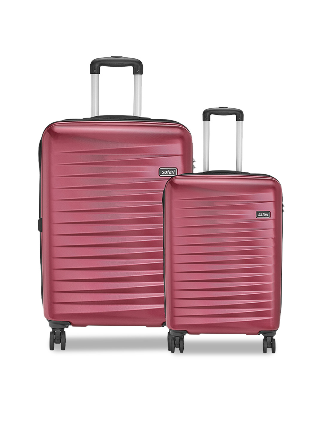 

Safari Fiesta Set Of 2 Textured Hard-Sided Trolley Suitcases, Red