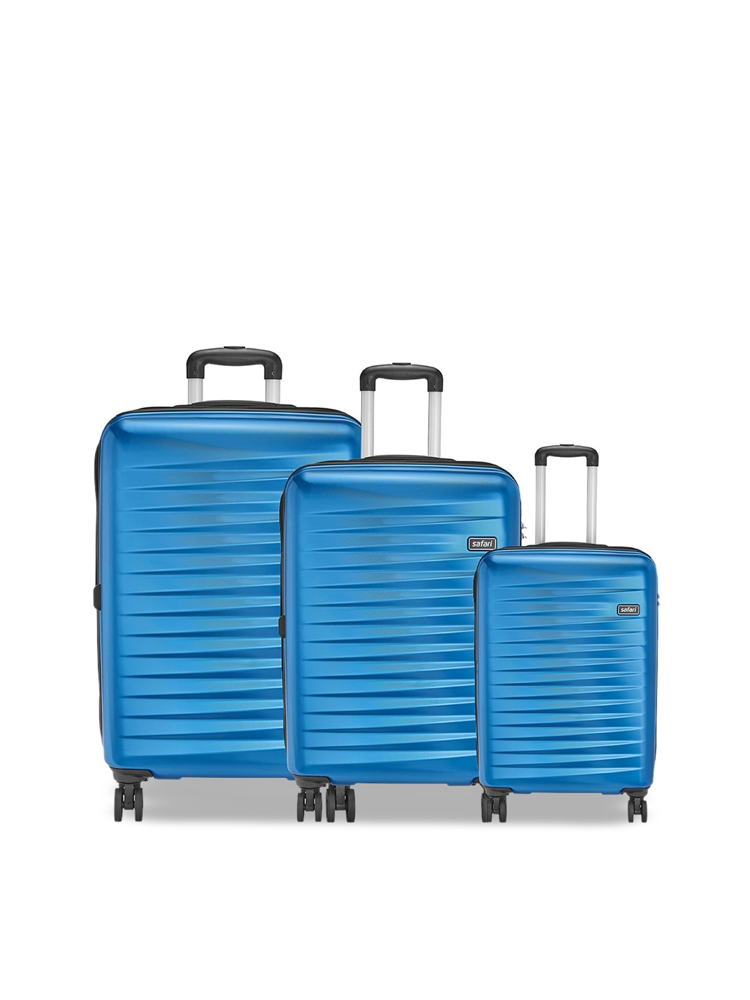 

Safari Fiesta Set Of 3 Textured Hard Sided Trolley Suitcase 130 L, Blue