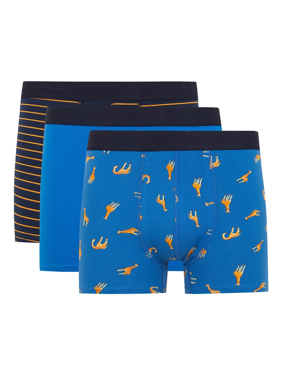 

DeFacto Men Pack Of 3 Printed Breathability Trunks 233450237-BE43, Blue