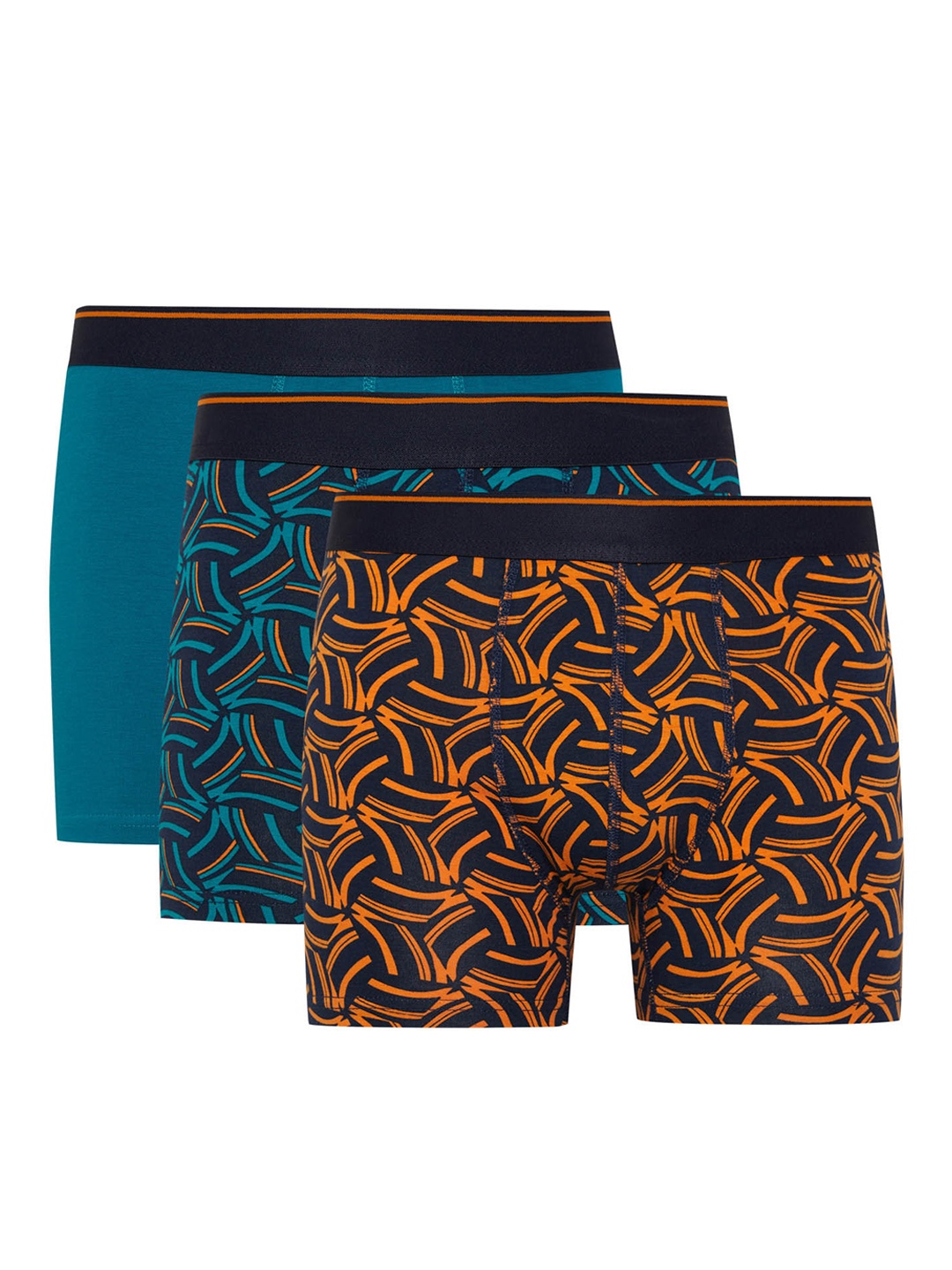 

DeFacto Men Pack Of 3 Printed Breathability Trunks 233062701-NV135, Teal