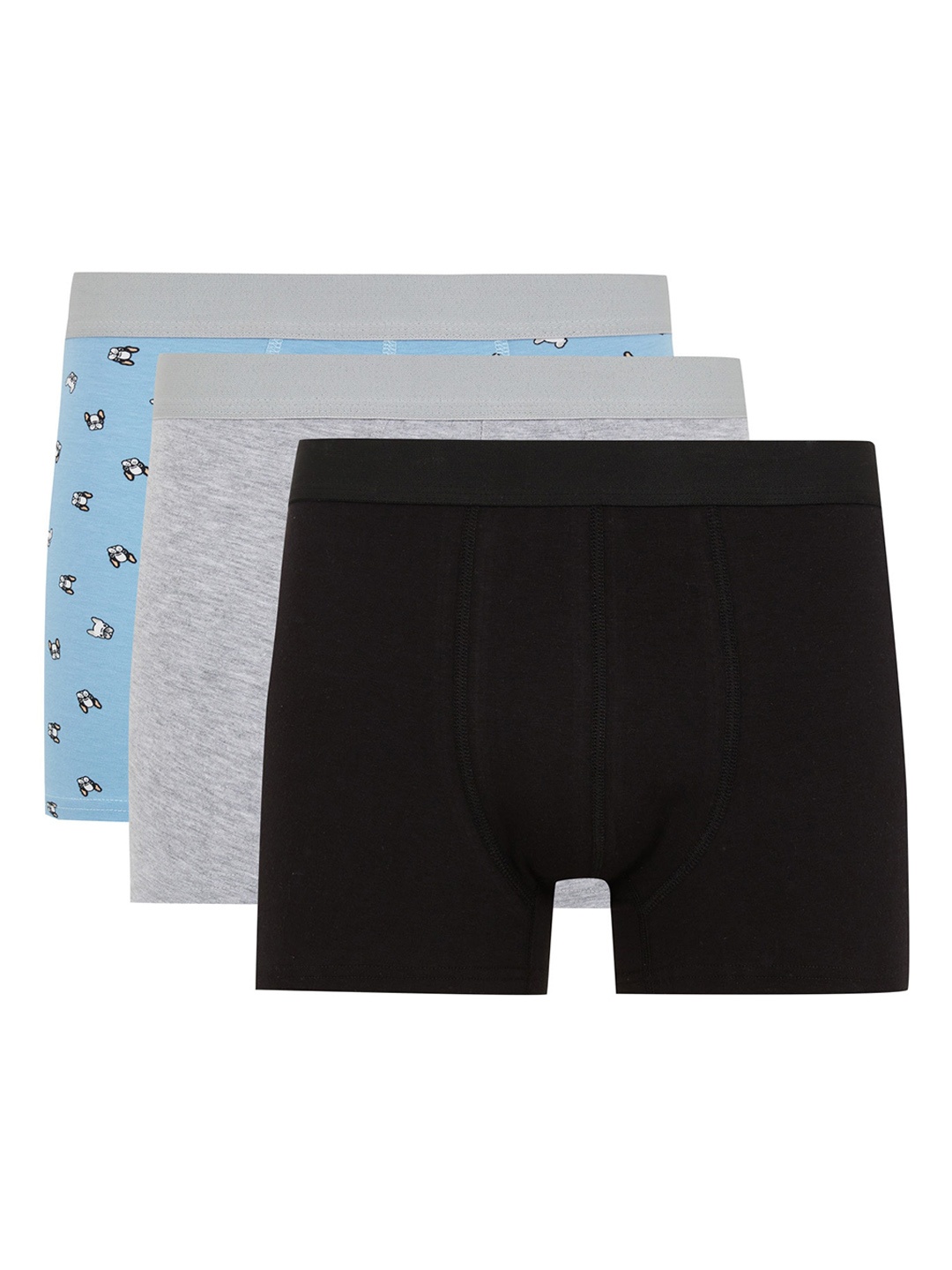 

DeFacto Men Pack Of 3 Printed Mid-Rise Trunks 233068055-BK81, Black