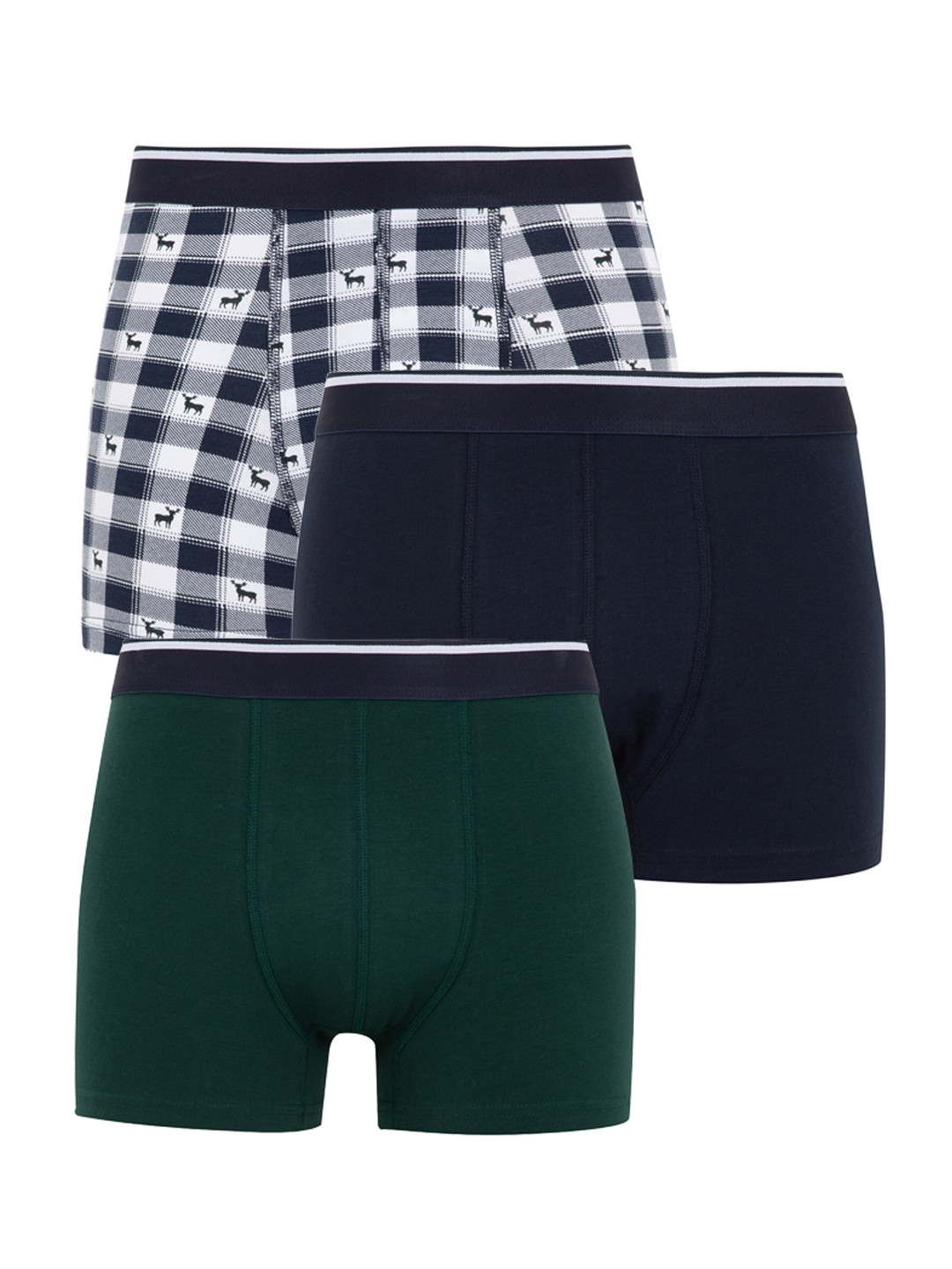 

DeFacto Pack Of 3 Printed Mid Rise Trunks 233047523-NV135, Navy blue