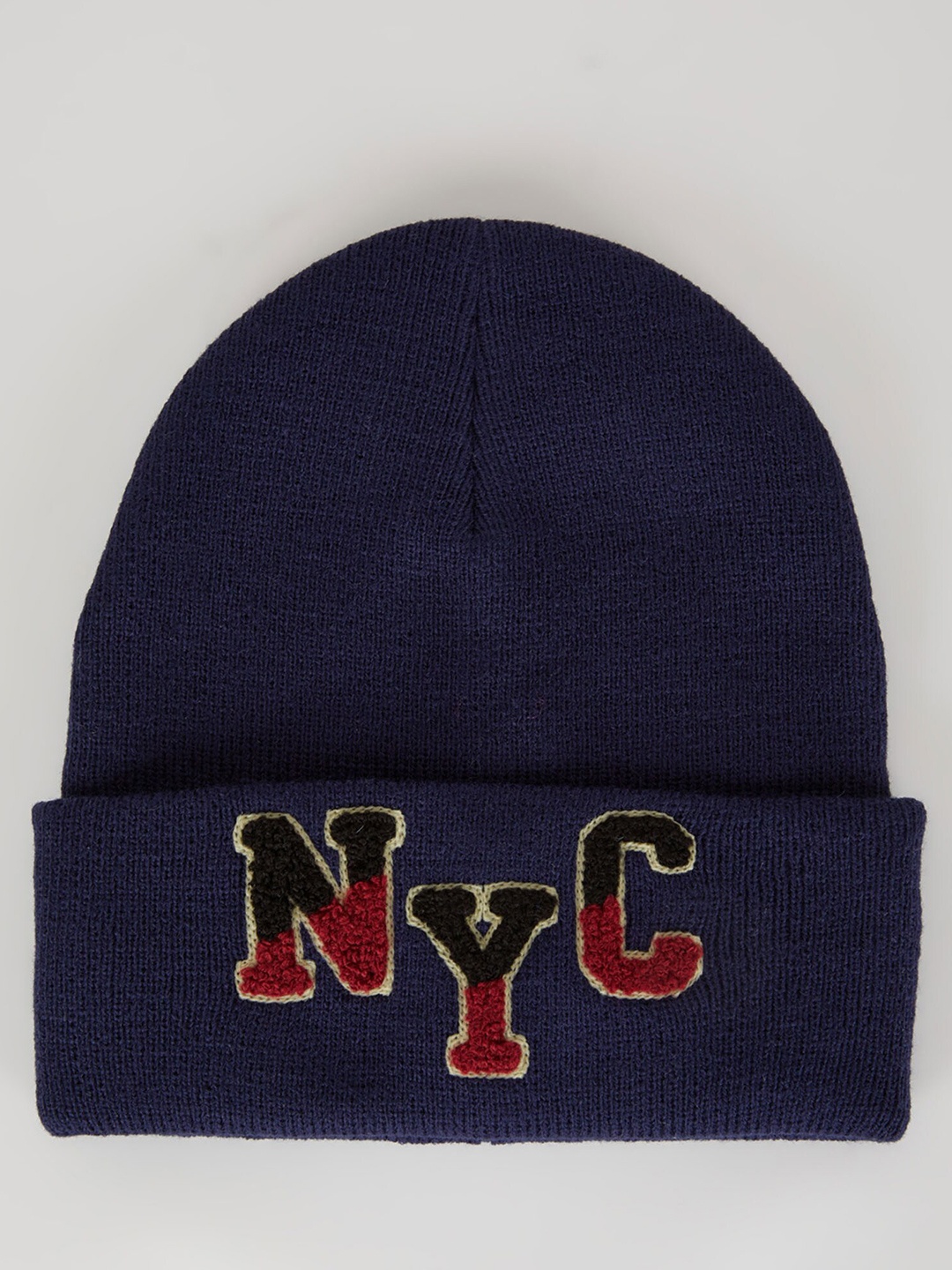 

DeFacto Men Embroidered Acrylic Beanie, Navy blue