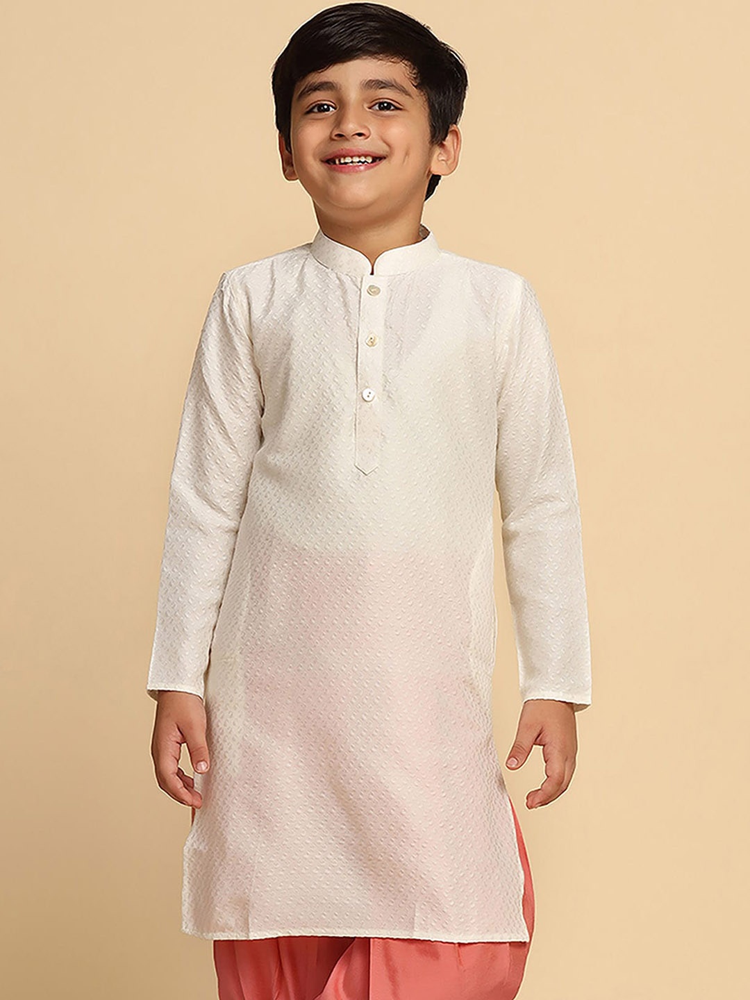 

KISAH Boys Ethnic Motifs Embroidered Straight Kurta, White