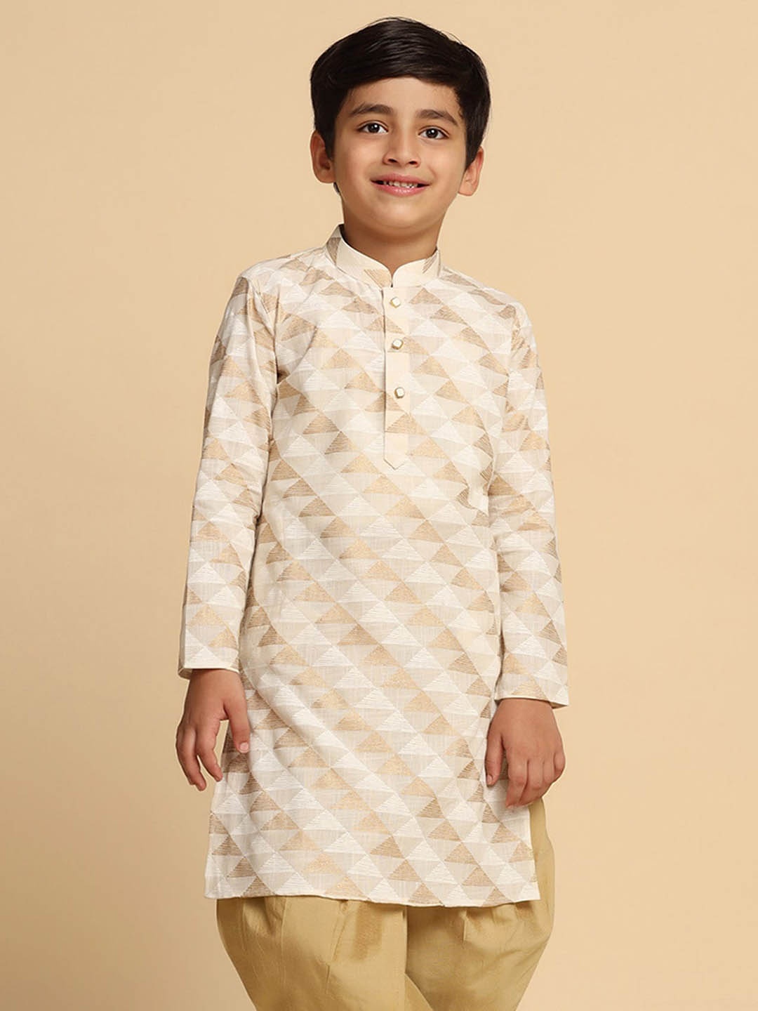 

KISAH Boys Geometric Printed Regular Fit Kurta, White