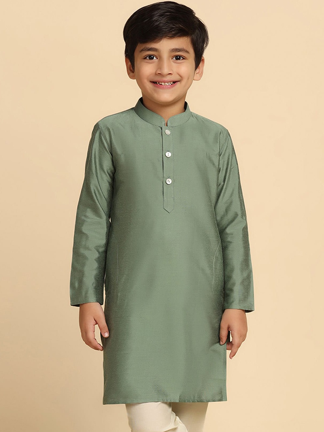 

KISAH Boys Mandarin Collar Kurta, Green