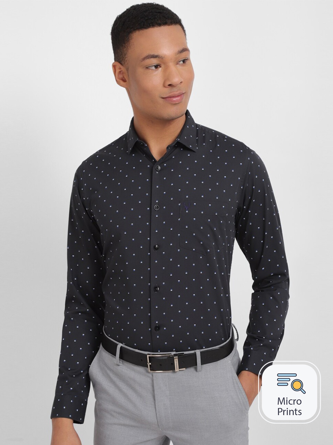 

Allen Solly Slim Fit Geometric Printed Formal Shirt, Black