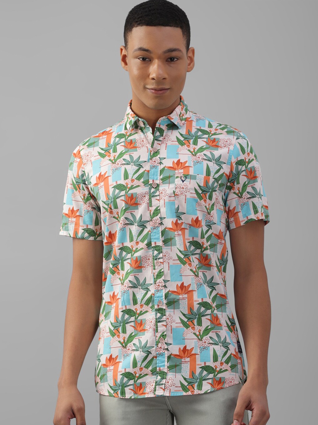 

Allen Solly Floral Printed Pure Cotton Casual Shirt, Off white