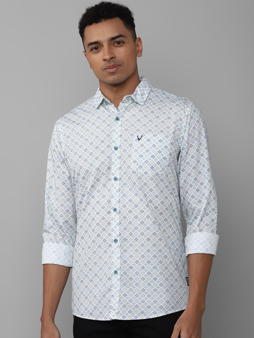 

Allen Solly Geometric Printed Pure Cotton Casual Shirt, Blue