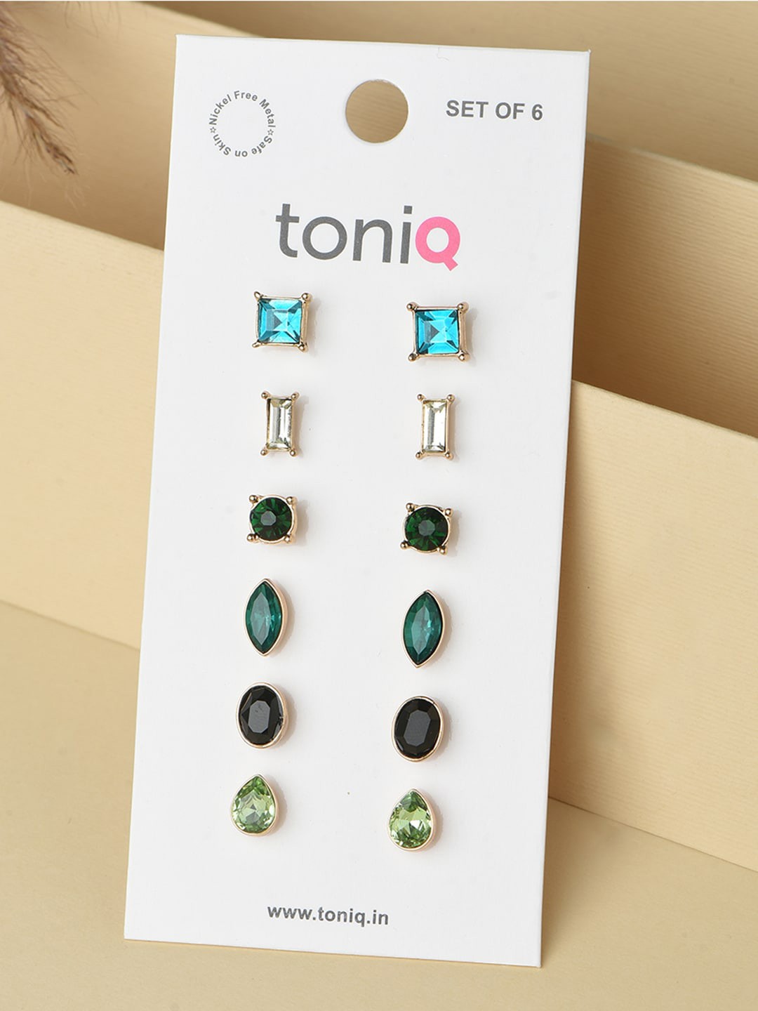 

ToniQ Set Of 6 Gold-Plated Geometric Studs Earrings