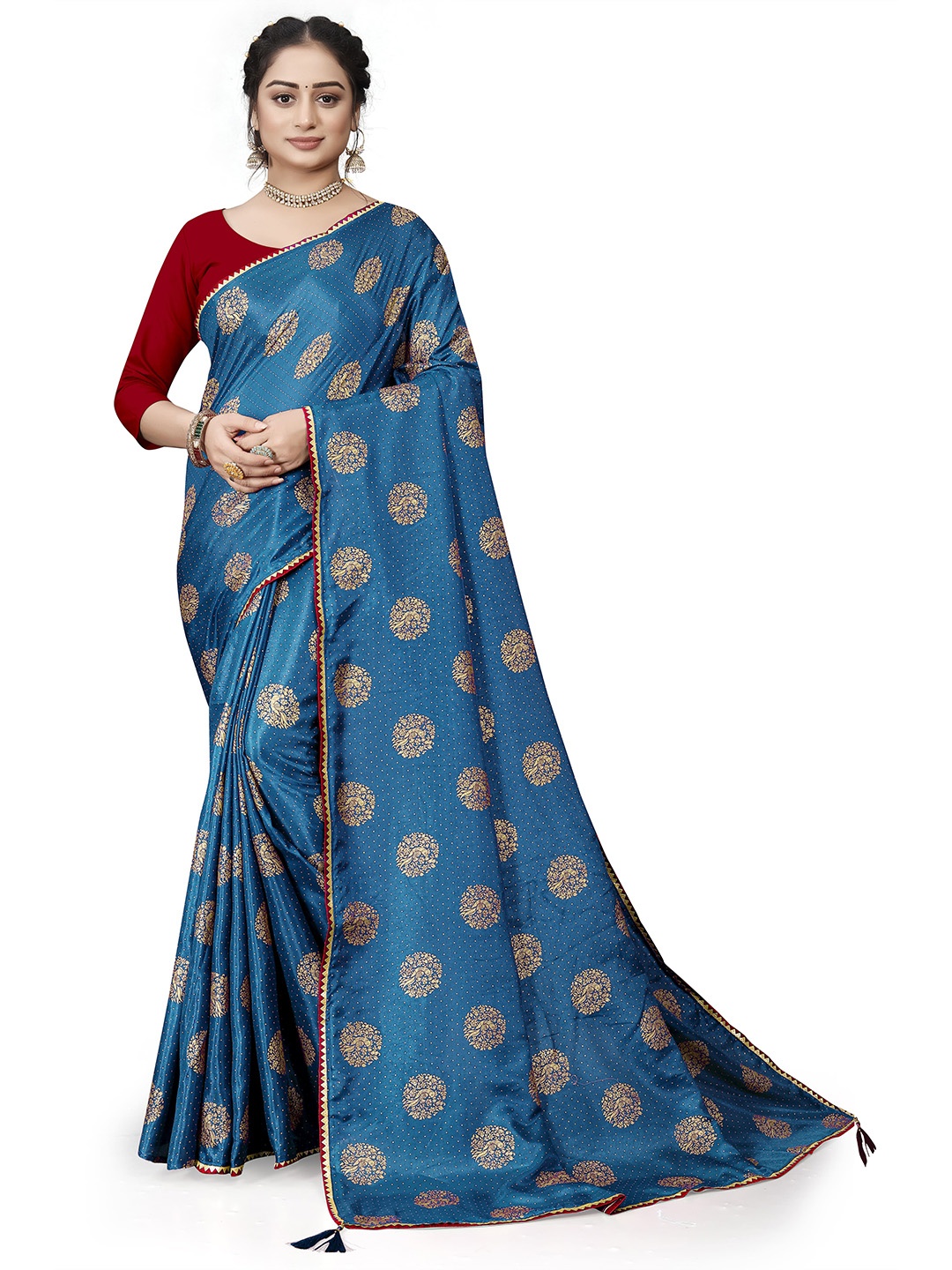 

ZELZIS Ethnic Motifs Printed Saree, Navy blue