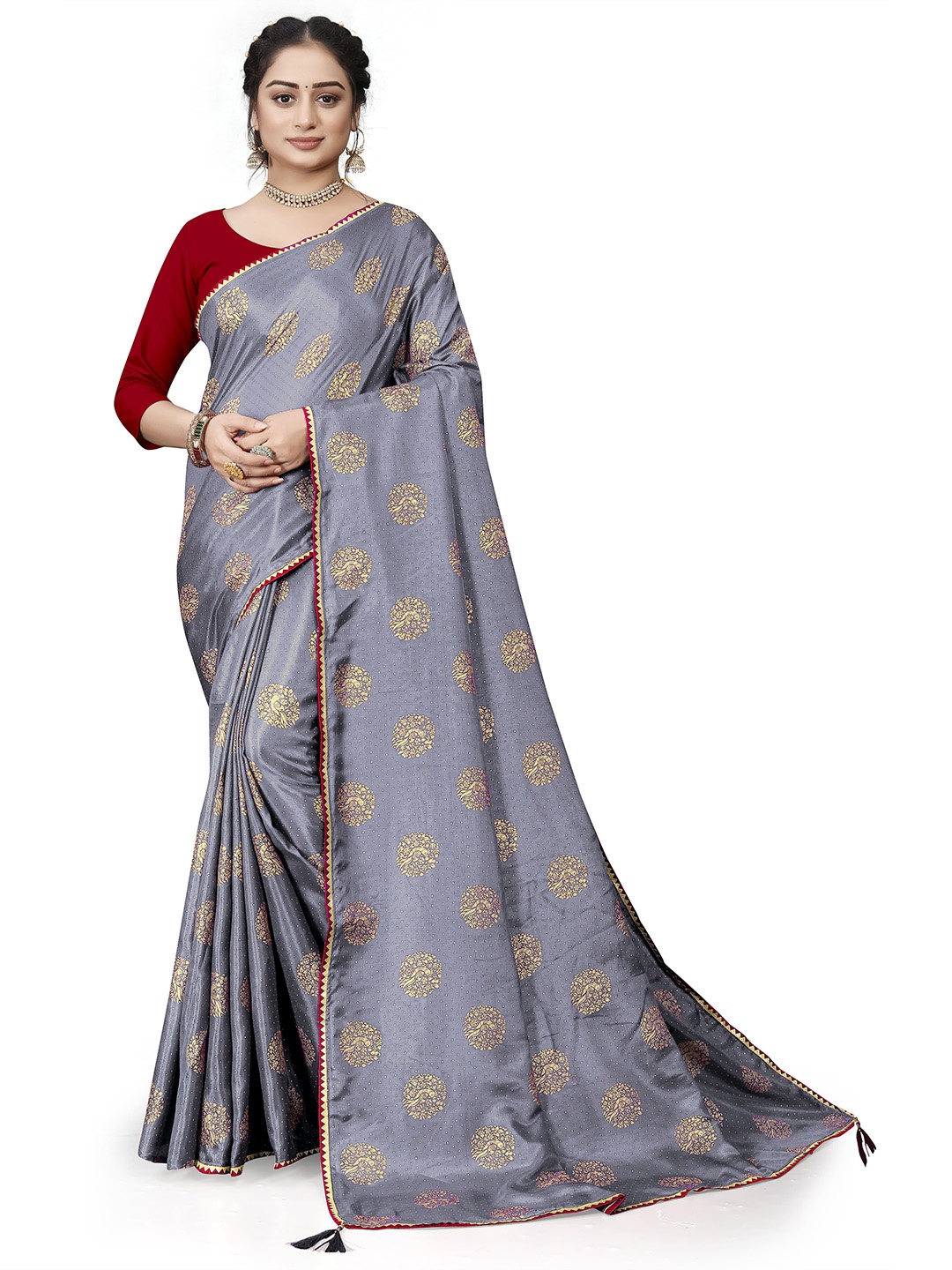 

ZELZIS Ethnic Motifs Printed Saree, Grey