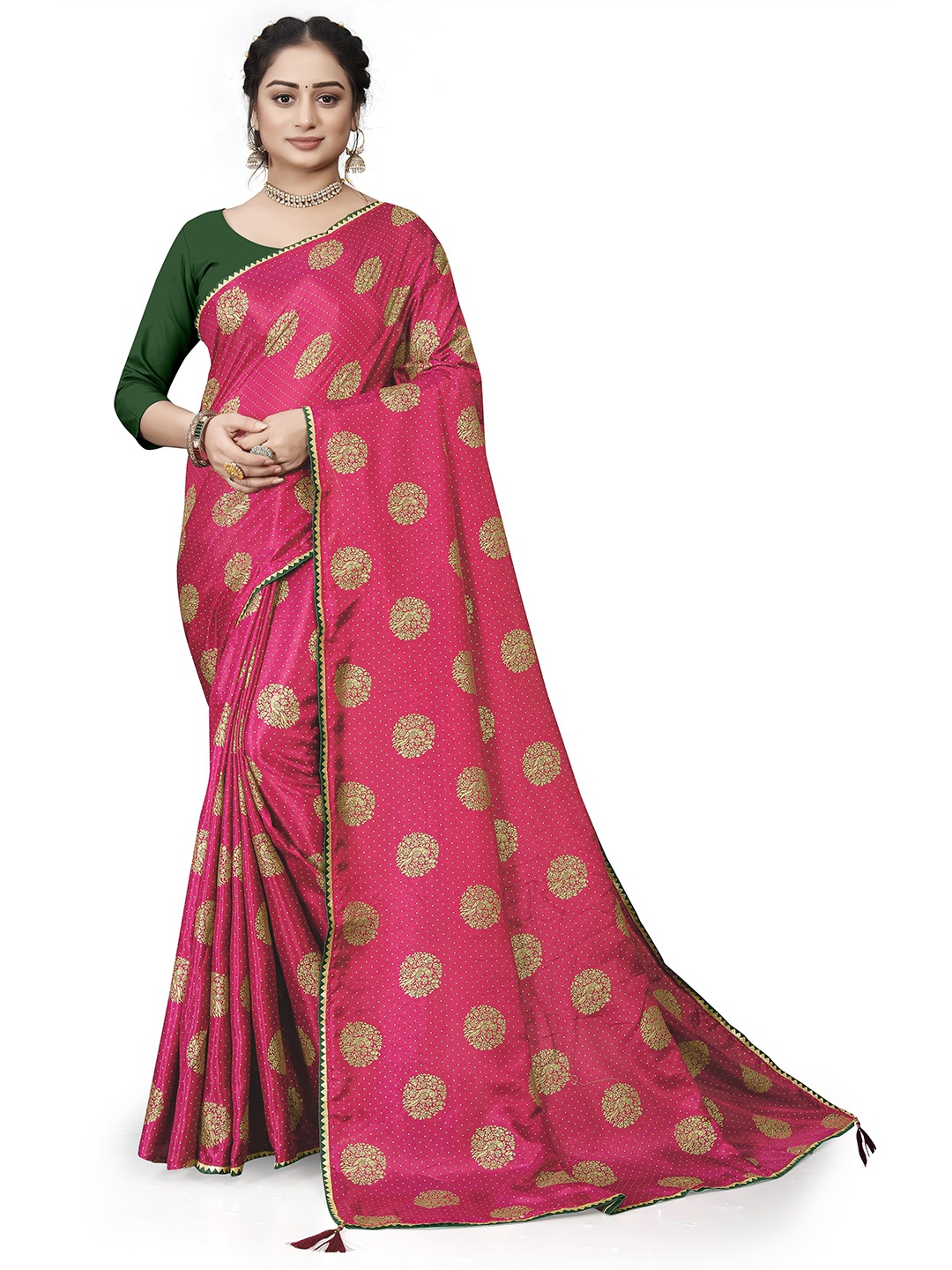 

ZELZIS Ethnic Motifs Printed Saree, Pink