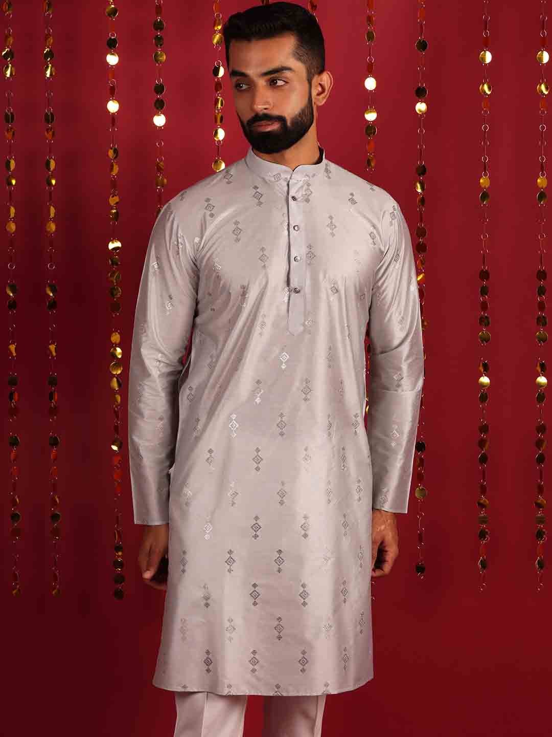 

Lightpole Ethnic Motifs Embroidered Thread Work Straight Kurta, Grey