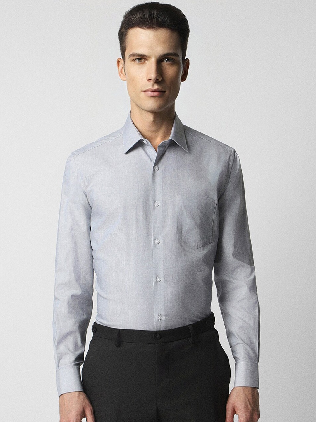 

Van Heusen Vertical Striped Pure Cotton Party Shirt, Grey